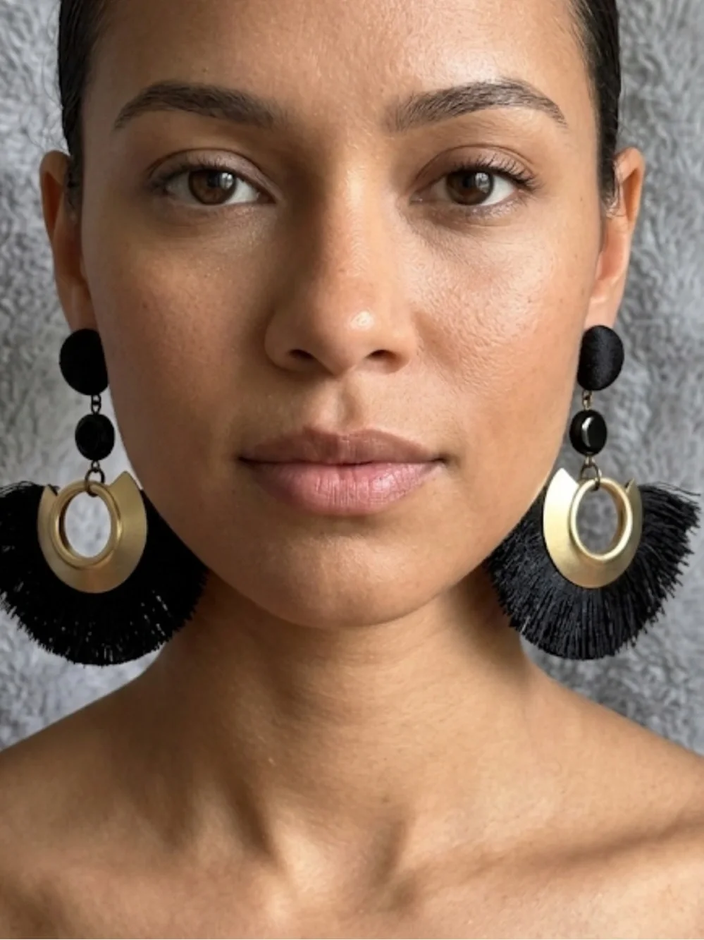 Elegant Black and Gold Fringe Earrings
